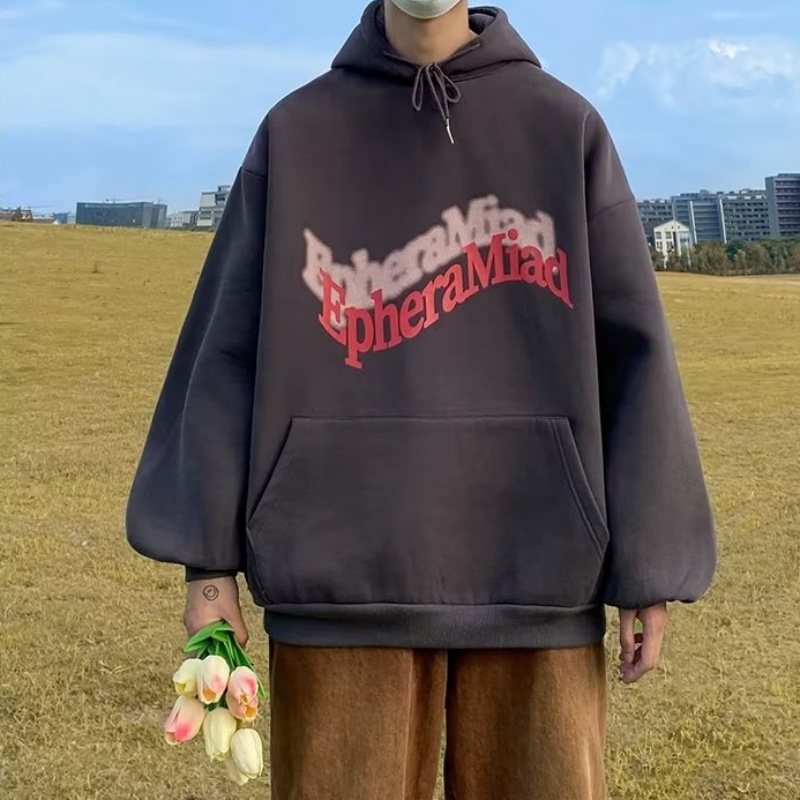 Áo Hoodie Dáng Rộng In Chữ Phong Cách Hip Hop Đường Phố Nhật Bản Chất Lượng Cao