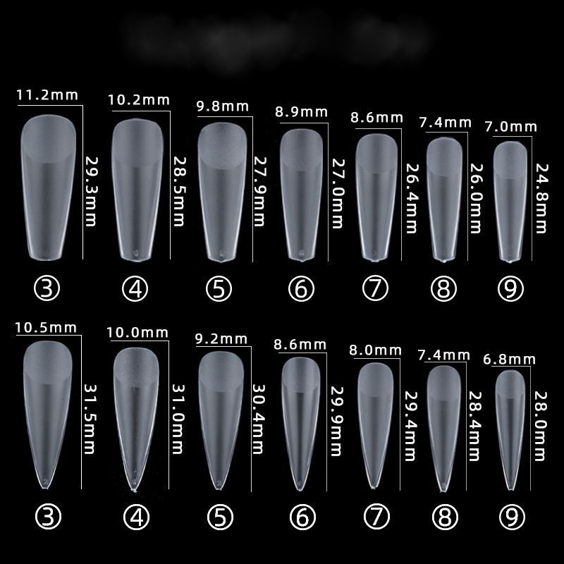 Hộp móng úp 1 size form thang/nhọn màu trong