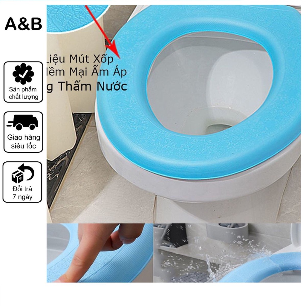 Lót Bồn Cầu Silicon Chống Thấm Nước Tấm Lót Đệm Bồn Cầu Êm Ái Giữ Ám Mùa Đông