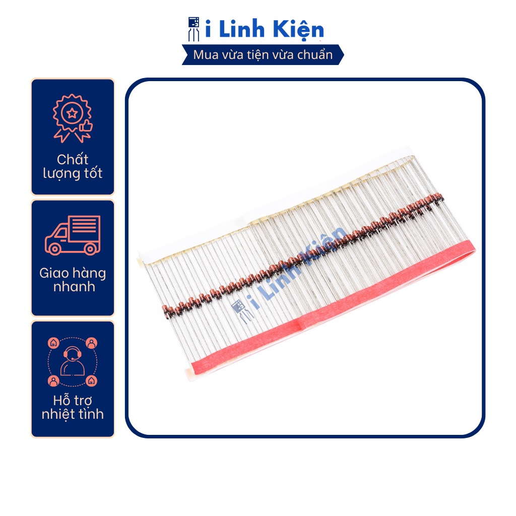 Diot zener 3.3v 3.9v 5.1v 5.6v 6.2v 9.1v 12v 15v 18v 20v 24v 1W chính hãng đóng dây túi 100 con.