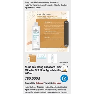 Nước tẩy trang Endocare Hydractive Micellar Solution Agua Micelar