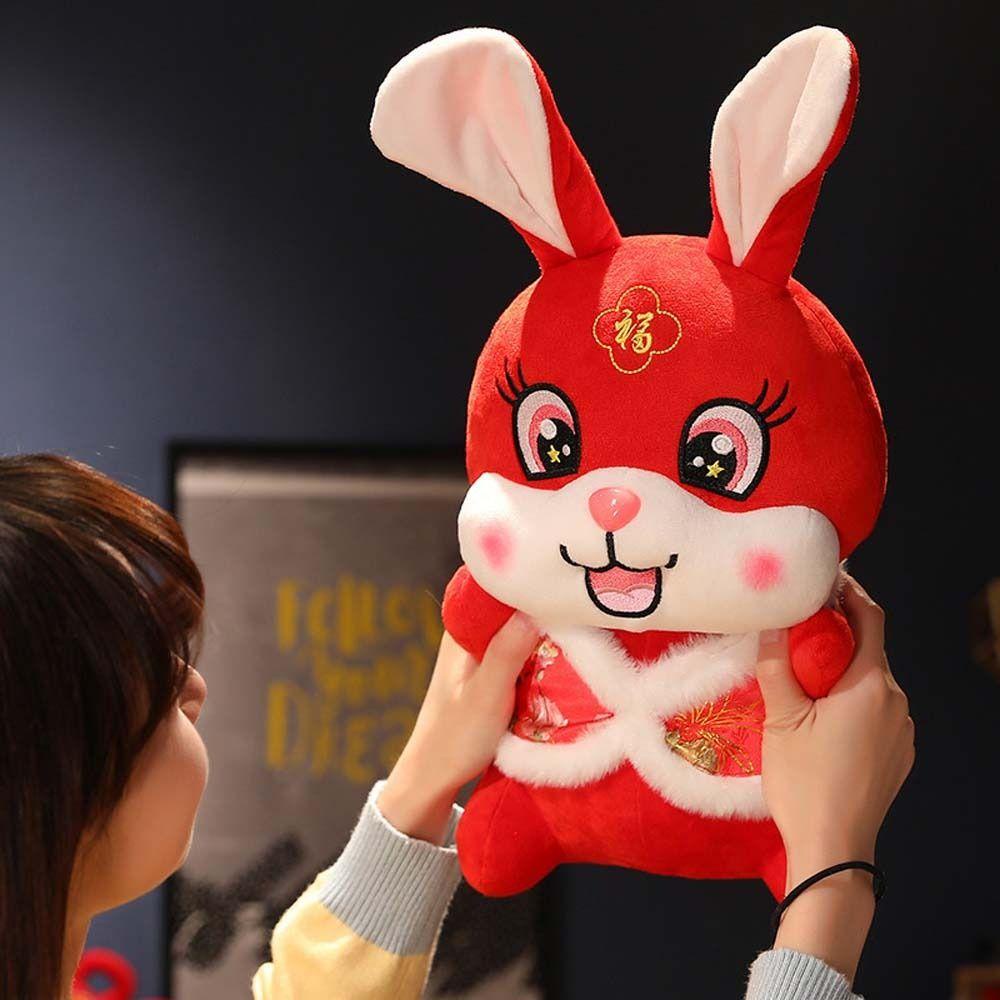 ANEMONE Thỏ Nhồi Bông Chất Liệu Cotton Phong Cách Trung Hoa Dễ Thương Dùng Để Trang Trí Nhà Dịp Năm Mới