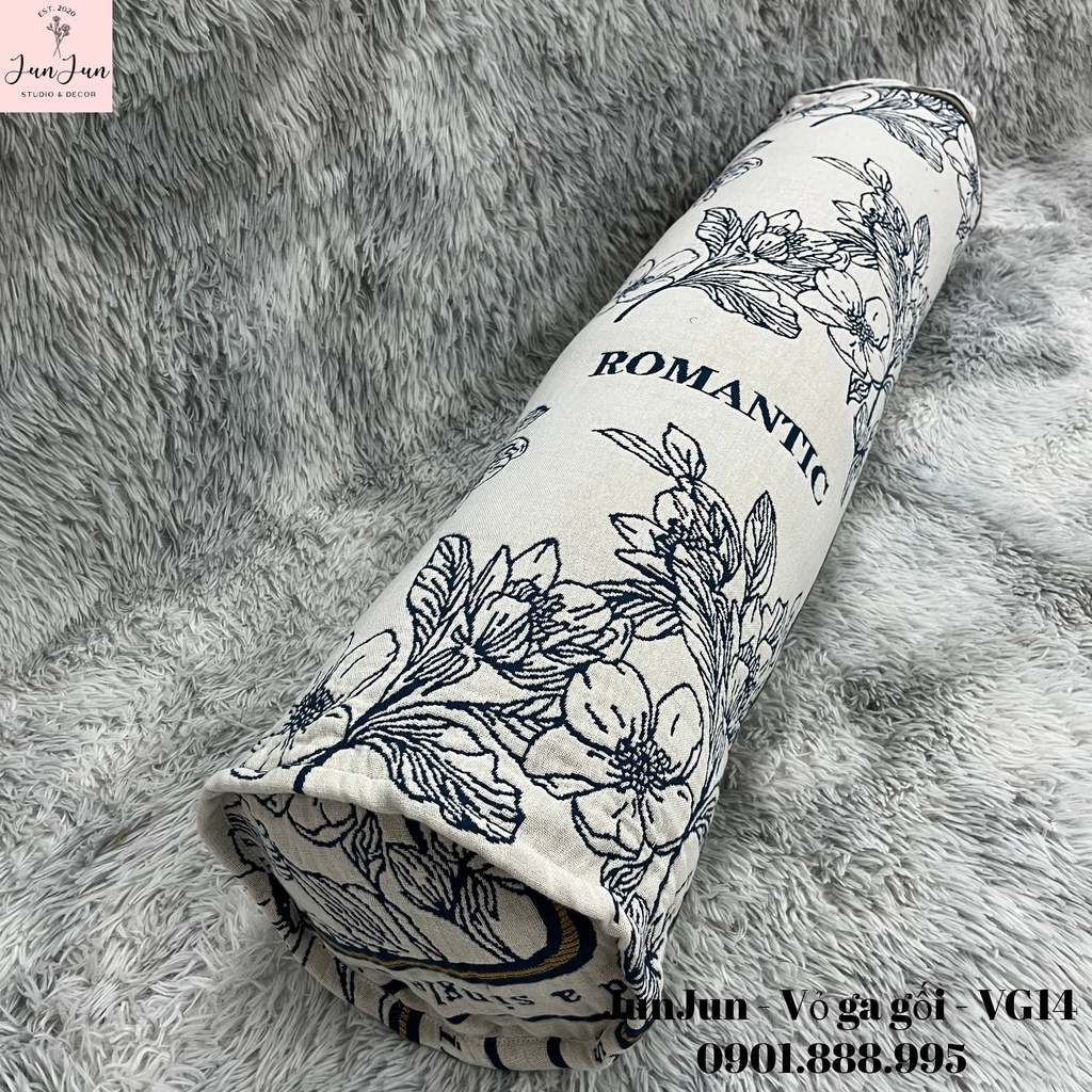 [SALES SỐC]V14_Vỏ gối ôm vải Xô Cotton Organic cao cấp có khoá kéo