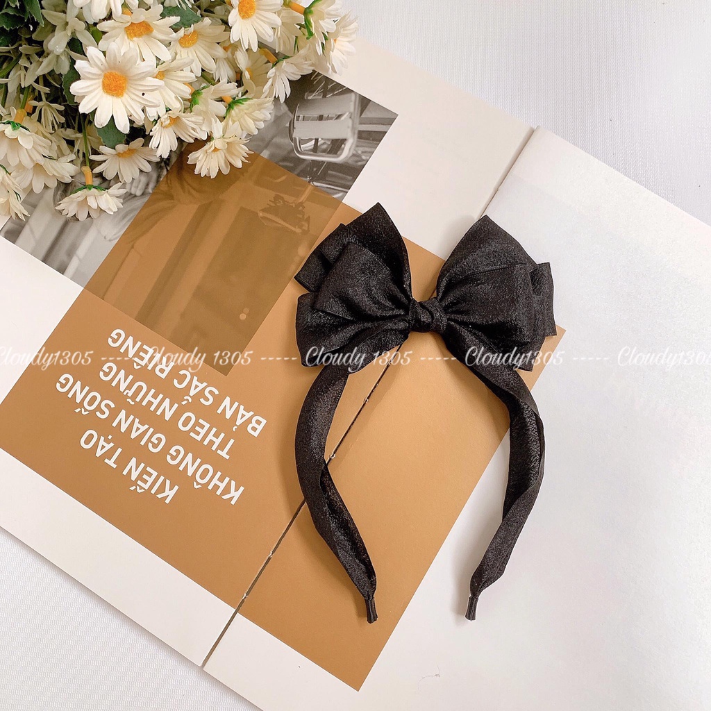 Cài tóc/Bờm tóc voan nhăn nơ đứng dễ thương