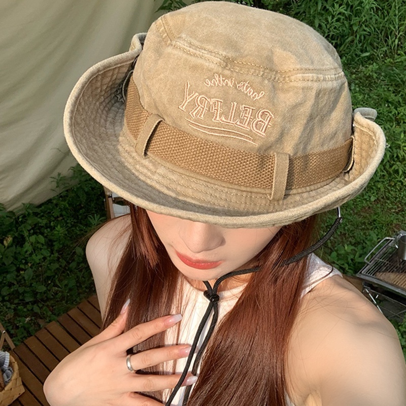 Mũ Bucket Jeans Thêu Chữ Thời Trang Cho Nữ