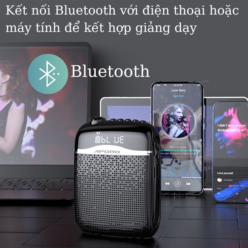 Máy trợ giảng không dây Aporo T21 Hỗ trợ thẻ TF, AUX, Ghi âm, FM, Bluetooth,Usb [ BẢO HÀNH 12 THÁNG ] | BigBuy360 - bigbuy360.vn