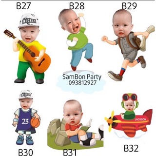 chibi trang trí sinh nhật bé trai, gái
