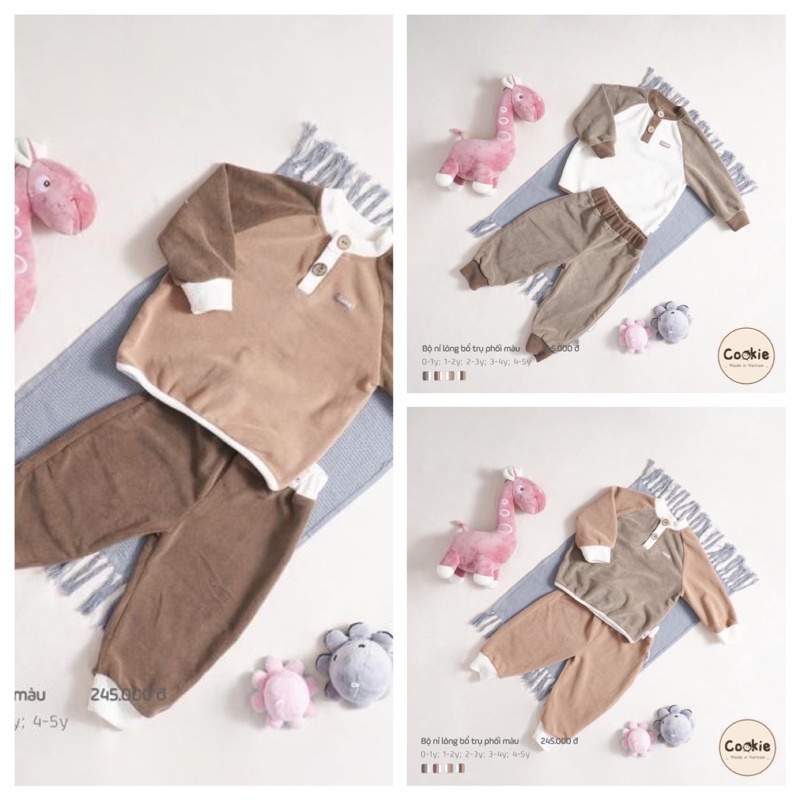 Bộ nỉ bông phối màu cổ trụ COOKIE 1y-5y