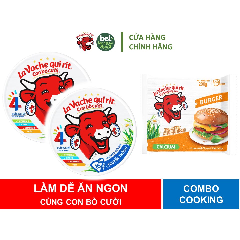 Combo 3 món Phô Mai Con Bò Cười La Vache Qui Rit 16 miếng & Phô Mai Lát La