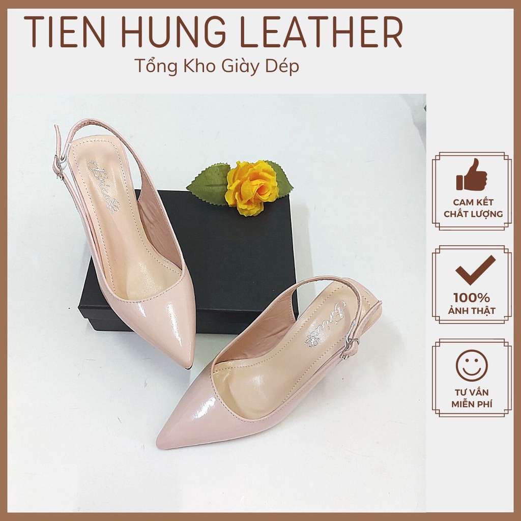 Giày nữ cao 7cm gót nhọn, sục cao gót quai sau Tiến Hùng TH4003