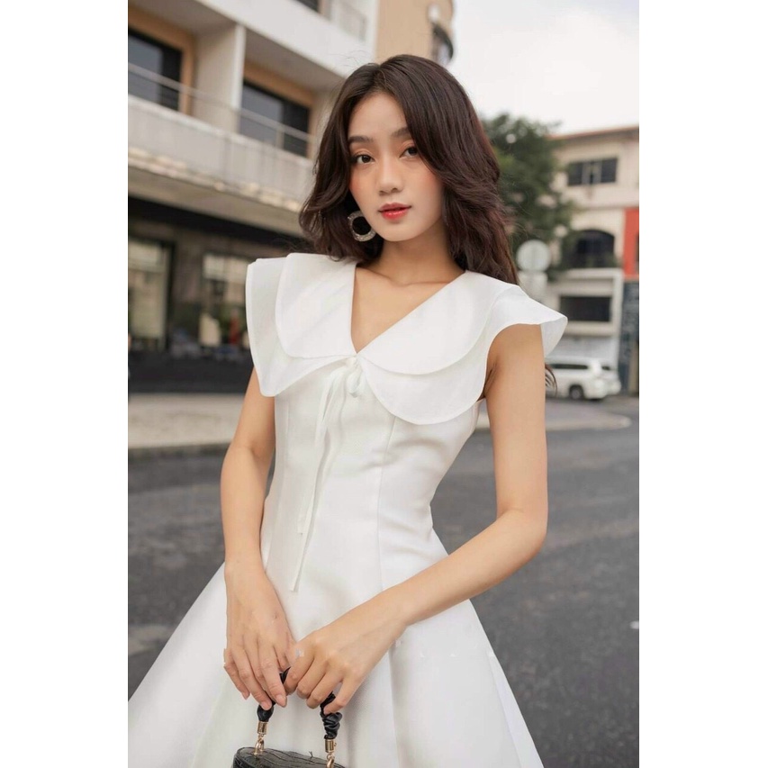 Đầm Váy 6 Mảnh Cổ Bèo Xòe Nhẹ