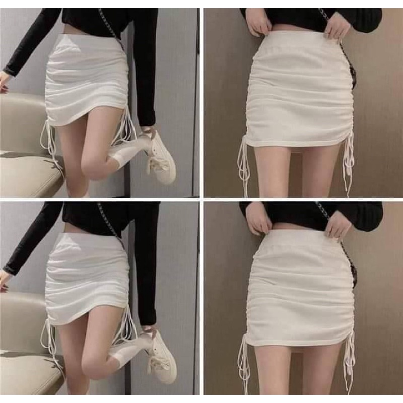 Chân váy RÚT DÂY HAI BÊN THUN LẠNH TY  dáng ngắn co giãn nữ-Thiên Yết