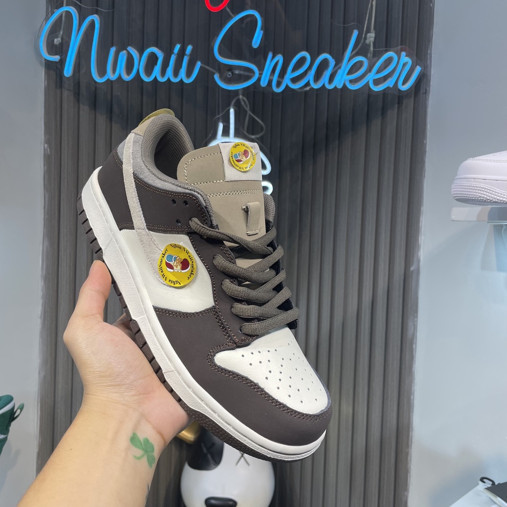 Giày Thể Thao Sneaker SB Nâu Kem Lai Au