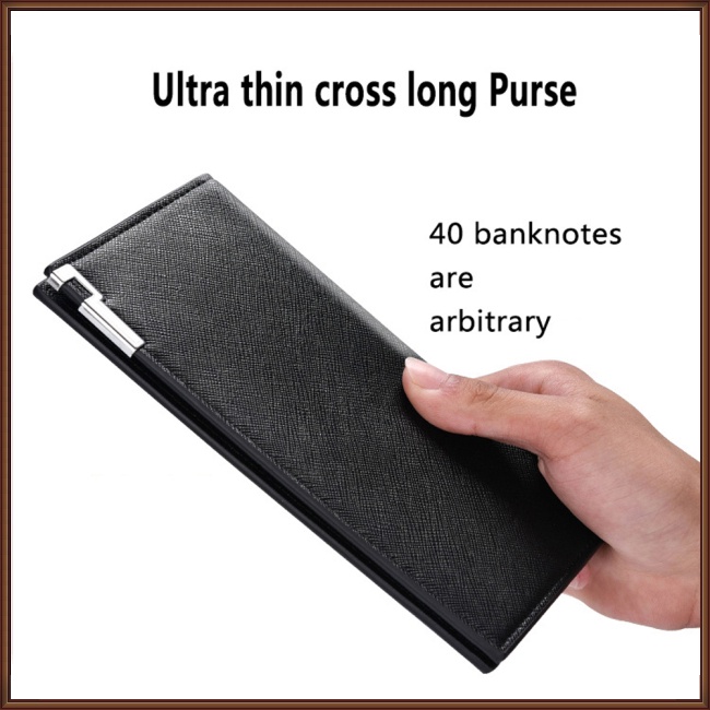 Ví Da Pu Siêu Mỏng Dáng Dài Thời Trang Hàn Quốc Cho Nam Giá Đỡ