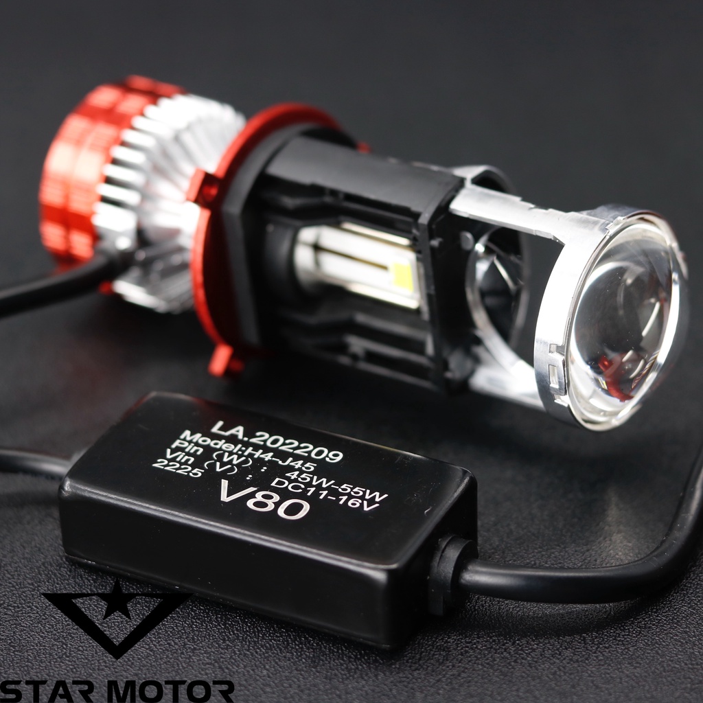 Bi cầu LED Mini - Bóng đèn pha LED bi cầu V80 gắn xe máy - ô tô chân H4