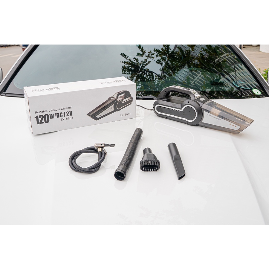 Máy Hút Bụi Ô Tô - Máy Bơm Lốp Ô Tô Đa Năng 4 Trong 1 (Hút Bụi, Bơm Lốp, Đo Áp Suất Lốp, Đèn Pin Chiếu Sáng) - TipHome