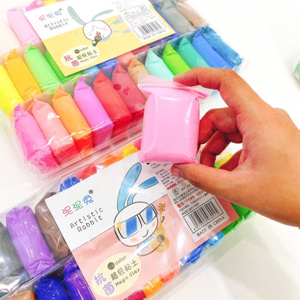 Đất Sét Nhẹ, Tự Khô An Toàn 12 24 36 màu - Cao Cấp Softclay Nặn Hình, Làm Butter slime Kèm Bộ Cây Tạo Hình - Hidari.