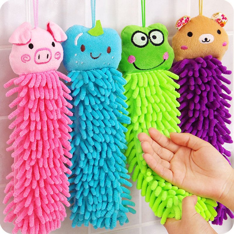 Khăn Lau Tay Hình Thú Sợi San Hô 35Cm, Lau Bát Chén Đĩa Nhà Bếp Dày Dặn Đa Năng - Cotton Thấm Hút Nước