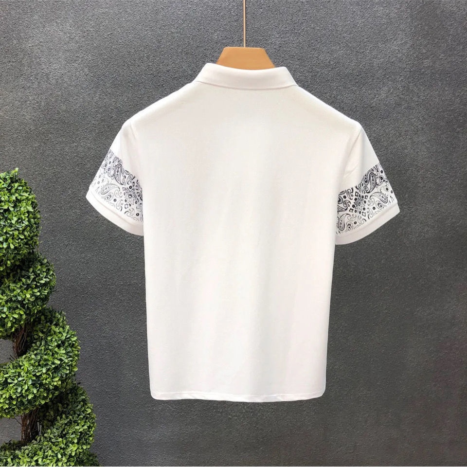 Áo Thun Polo Tay Ngắn Dáng Ôm In Họa Tiết Hoa Thời Trang Mùa Hè Hàn Quốc Cho Nam