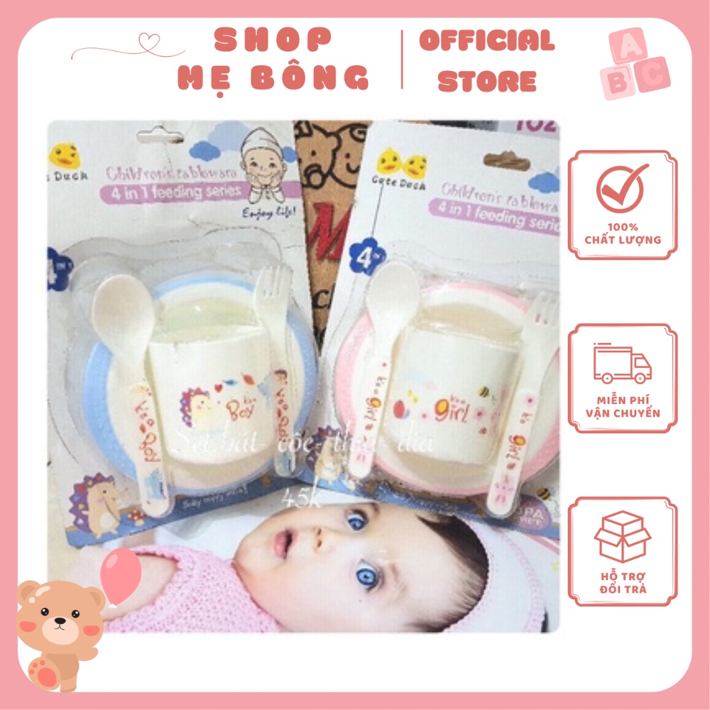 Set đồ dùng ăn dặm cho bé (bát, cốc, thìa, dĩa)