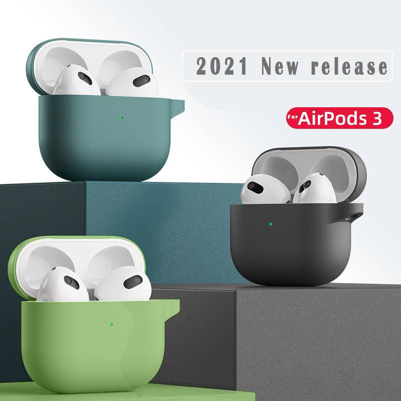 Vỏ Bảo Vệ Hộp Sạc Tai Nghe Airpods Pro 2 3 2 1 Bằng Silicon Mềm Có Móc Treo Tiện Dụng