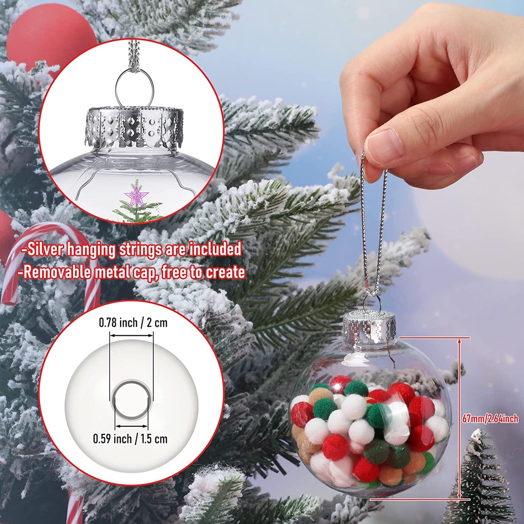 Quả Cầu Rỗng Trong Suốt 6 / 10cm Trang Trí Cây Thông Giáng Sinh / Năm Mới / Tiệc Cưới / Sinh Nhật DIY