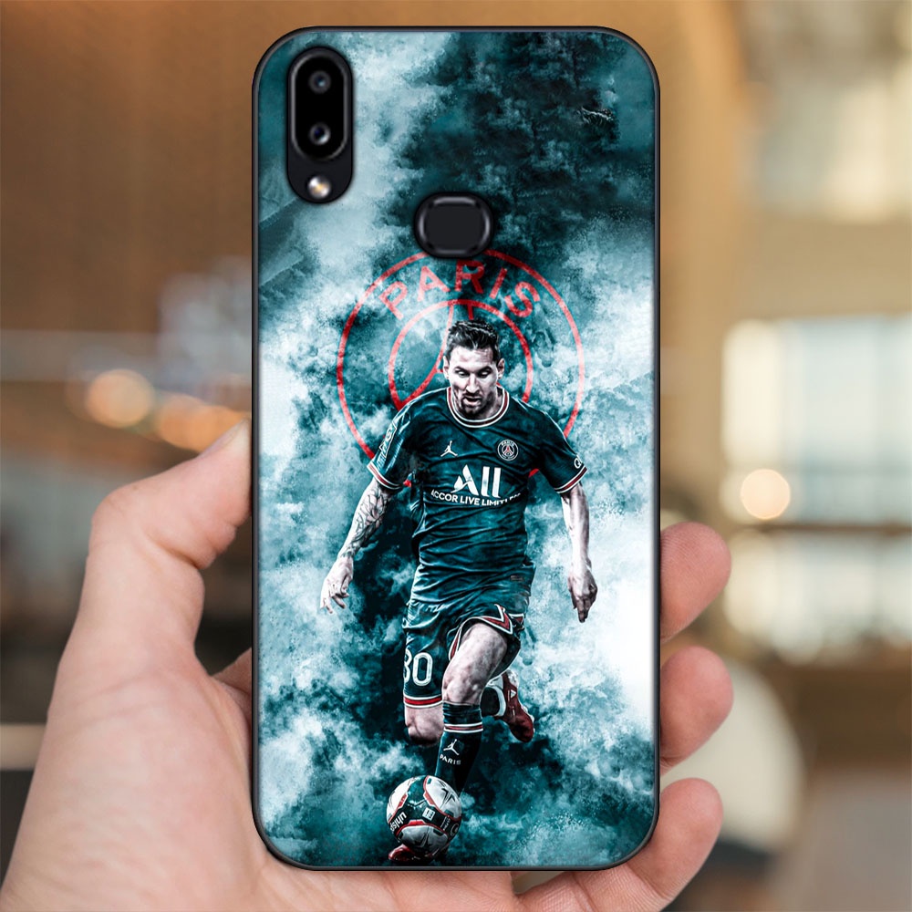 Ốp lưng Samsung A10S viền đen in hình Lionel Messi Barcelona PSG