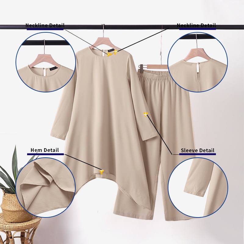 Set đồ ZANZEA gồm áo dài tay màu trơn + quần dài ống rộng thời trang cho nữ