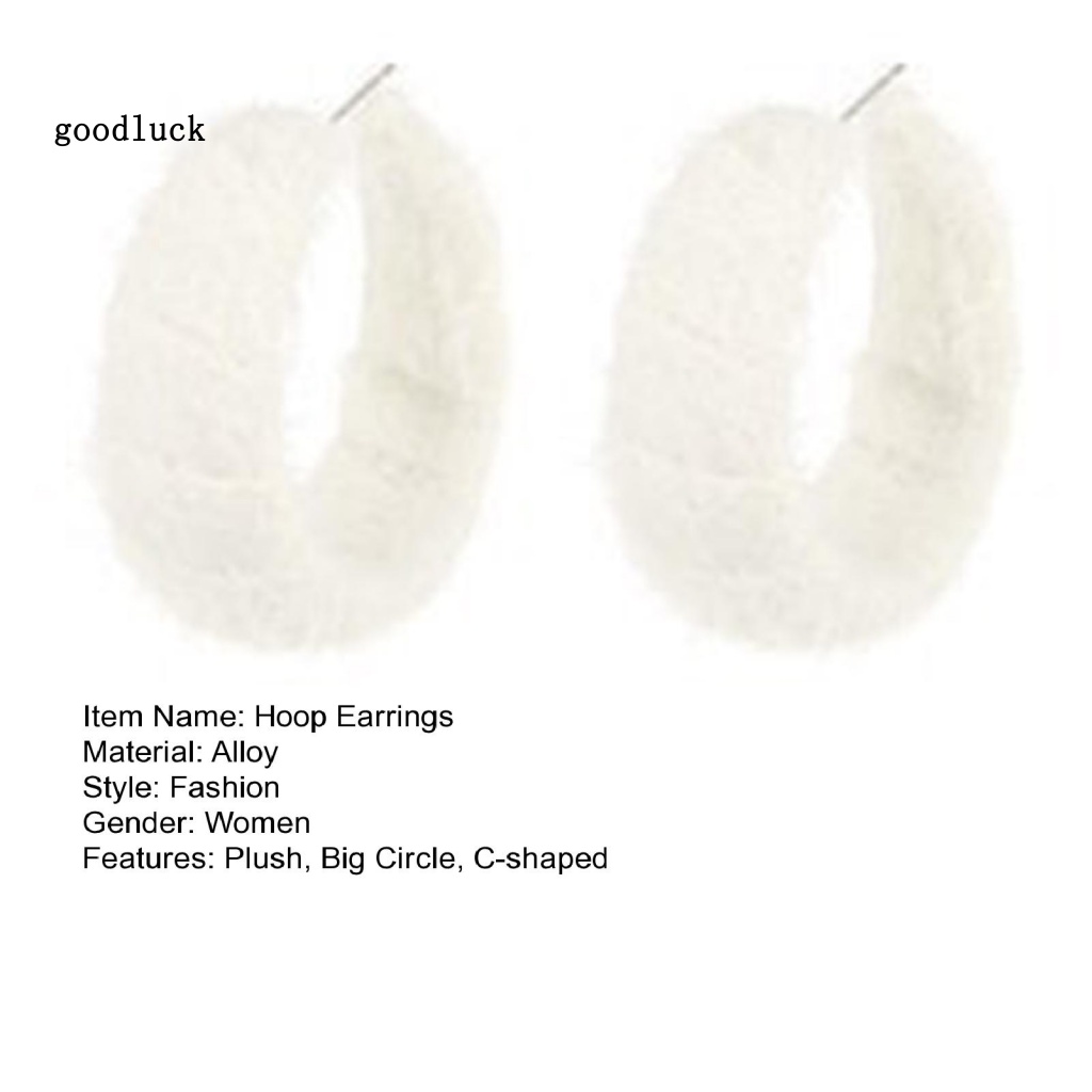 Chúc may mắn| 1 Đôi Bông Tai Hình Tròn Bằng Vải Lông Thời Trang Thu Đông Cho Nữ