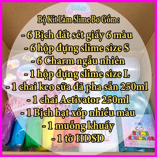 Bộ Kit Làm Slime Bơ Cầu Vồng  24 Món Đầy Đủ Nhất - Kèm Charm và HDSD - Kit Butter Slime