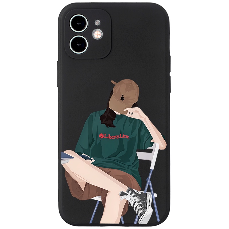 Ốp lưng JURSUE mềm chống bẩn hình ngầu độc lạ đen Cho iPhone 14 13 12 11 Pro Max SE 2020 X XR XS 8 7 ip 6S 6 Plus Y2457