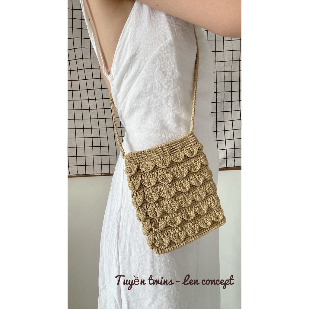 Túi len đeo chéo - Họa tiết bán nguyệt - HANDMADE 100%