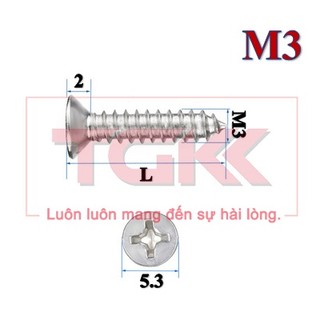 Vít bắt gỗ inox 201 đầu bằng m3