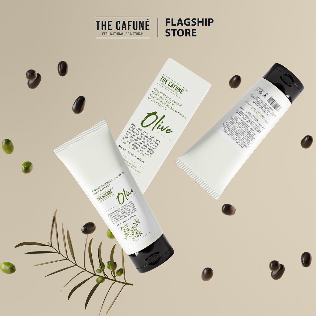 Kem Tẩy Lông Cafuné Chiết Xuất Olive an toàn cho vùng kín, bikini, chân, tay, nách, bụng, ngực 100ml