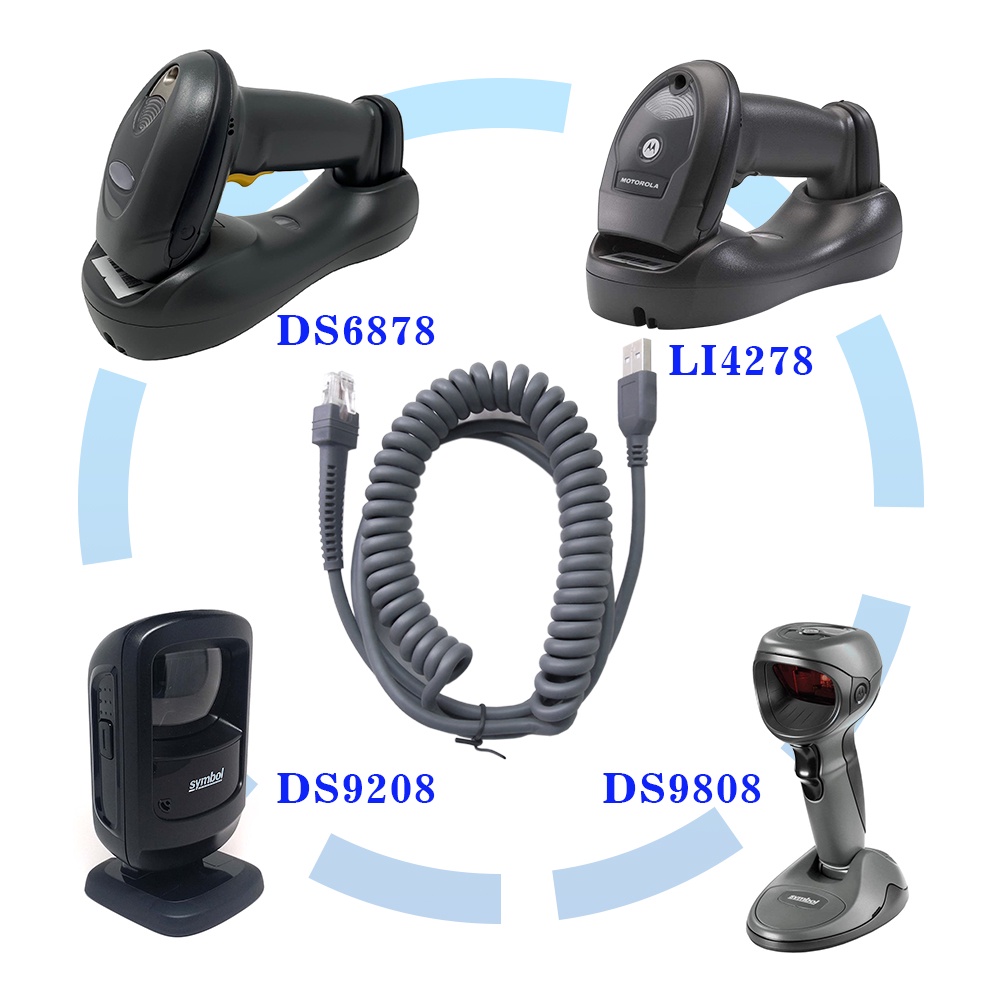 Dây Cáp USB Loại A 3M LS2208-SR LS3408 LS1203 LS4208 DS3408-HD USB Sang RJ45 Chuyên Dụng Cho Máy Scan Zebra Butler