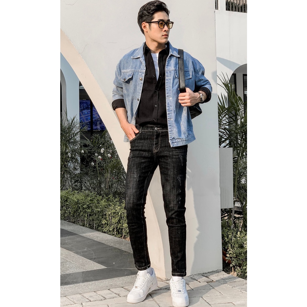 Quần Jean Nam Màu Xanh Bạc 2STOREGLE Dáng Ôm Chất Mịn Đẹp