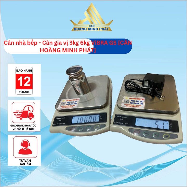 Cân để bàn ViBRA Gs ShinKo 1kg,3kg,6kg Nhật bản dùng cho nhà bếp - Bảo hành 12 tháng [ CÂN HOÀNG MINH PHÁT ]