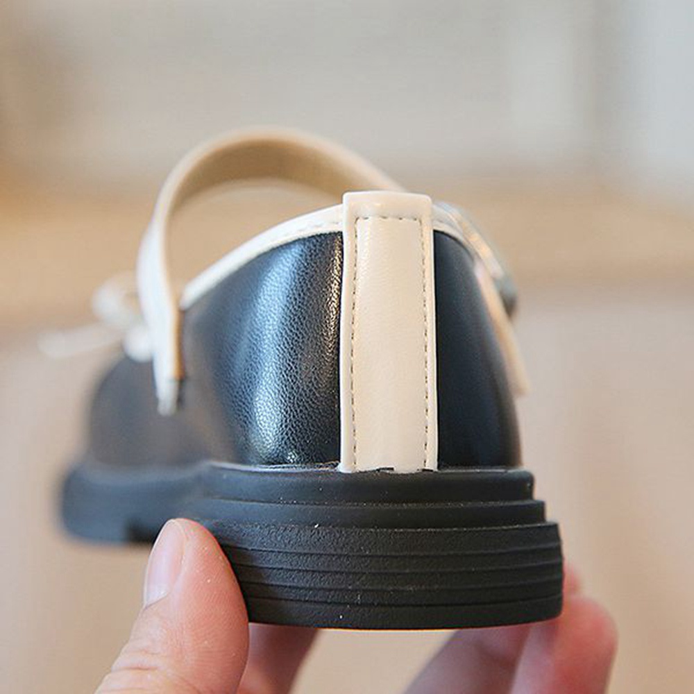 Giày Da Quai Dán Đính Nơ Xinh Xắn Dành Cho Bé Gái 3-9 Tuổi