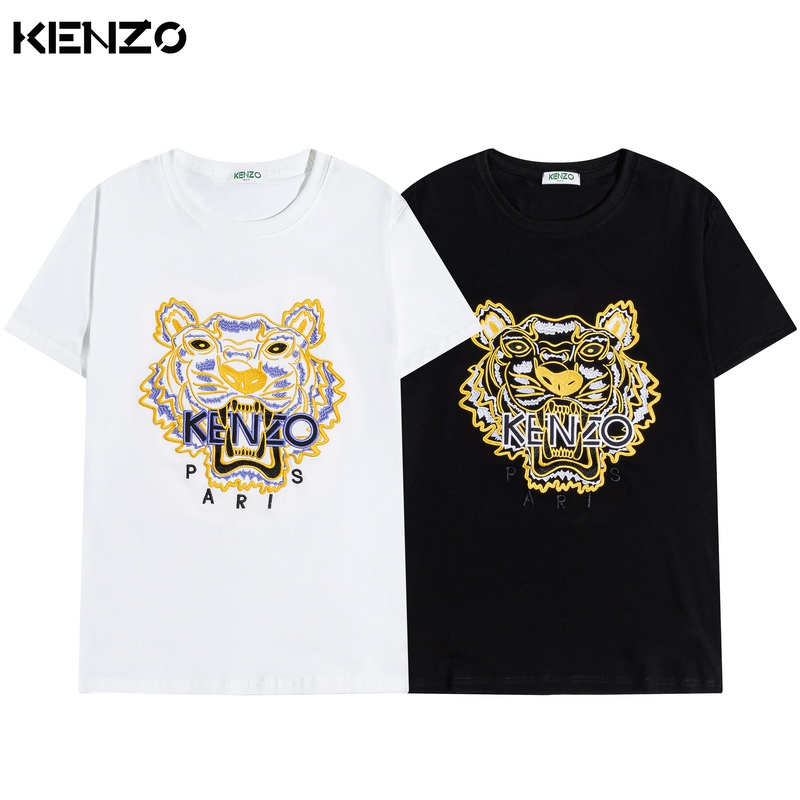 Áo Thun Tay Ngắn Chất Liệu 100% Cotton Thêu Hoạ Tiết Đầu Hổ Kenzo Thời Trang Cho Nam Giới