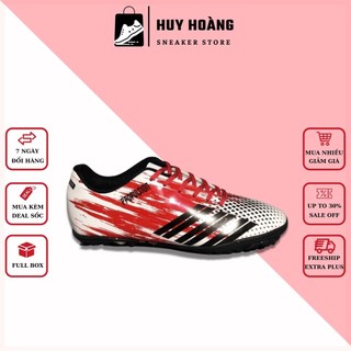 Giày Đá Bóng 3 Sọc Propulsion - Giày Đá Bóng Sân Cỏ Nhân Tạo Propulsion Khâu Đế Cao Su Đúc Màu Đỏ Trắng Jax.Sneaker