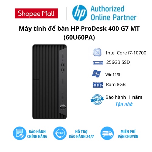 [Mã ELHP128 giảm 12% đơn 10TR] Máy tính để bàn HP ProDesk 400 G7 MT (60U60PA)/ Đen/ Intel Core i7-10700/ RAM 8GB
