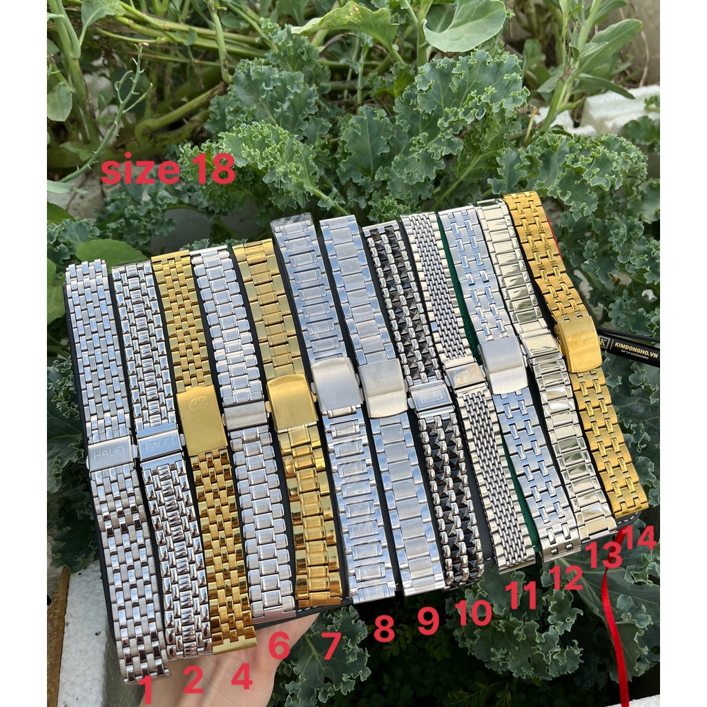 Dây Đồng Hồ Đeo Tay Thép Kim Loại Không Gỉ Size 18mm Đầu Bằng