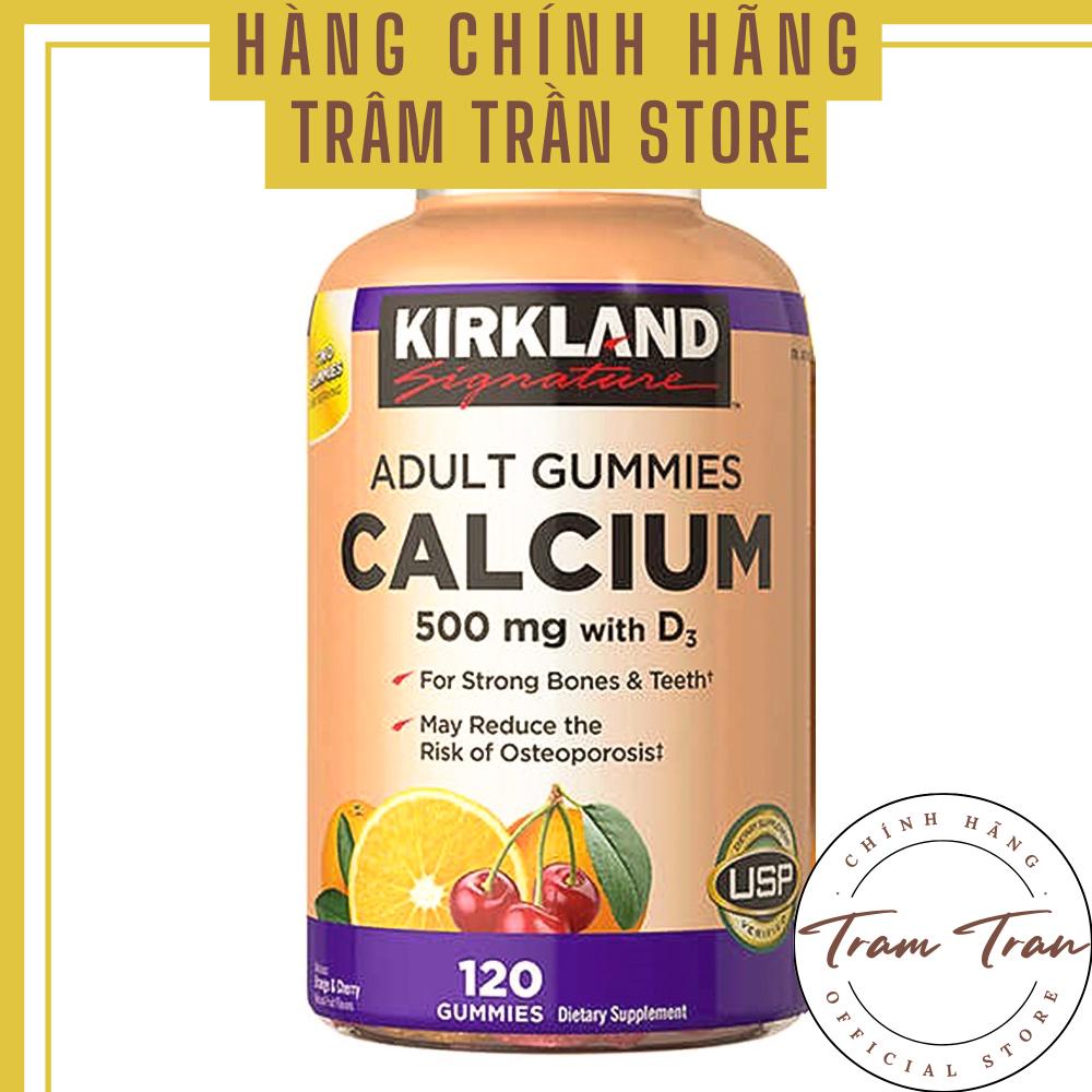 Kẹo dẻo bổ sung canxi Kirkland Calcium 500mg With D3 Adult Gummies hộp 120 viên - dành cho người từ 16 tuổi