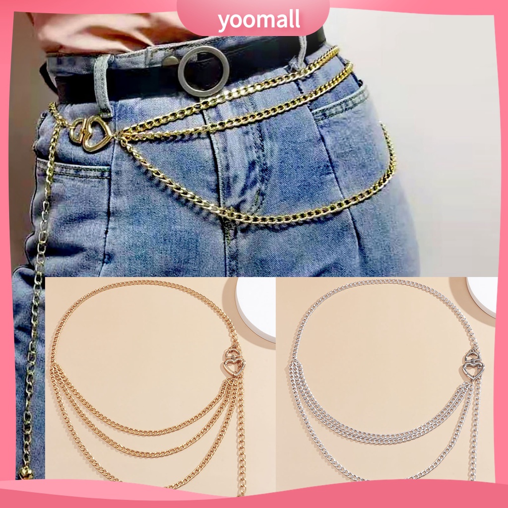 Dây Xích Đeo Hông Nhiều Lớp Hình Trái Tim Thời Trang Có Thể Điều Chỉnh Cho Nữ