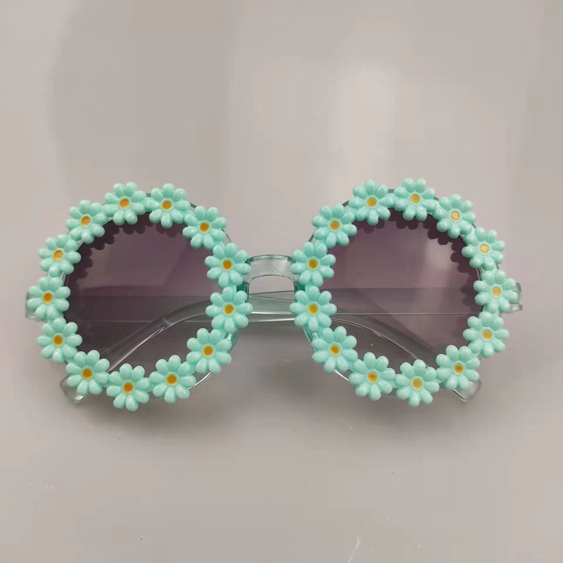 Kính Mát Gọng Tròn Họa Tiết Hoa Phong Cách Vintage Thời Trang Cho Bé