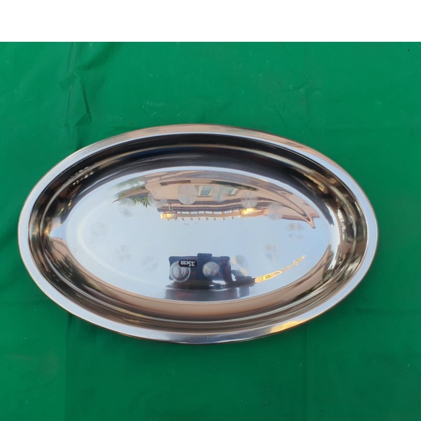 Đĩa inox hình oval, trái xoan, hột xoài Gorilla chef 35cm