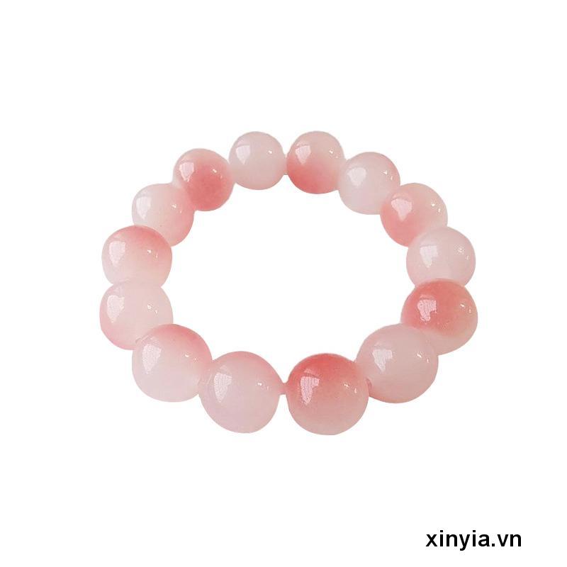Vòng Tay Chuỗi Hạt Phật Màu Hồng Gradient Trong Suốt Dành Cho Học Sinh Nữ