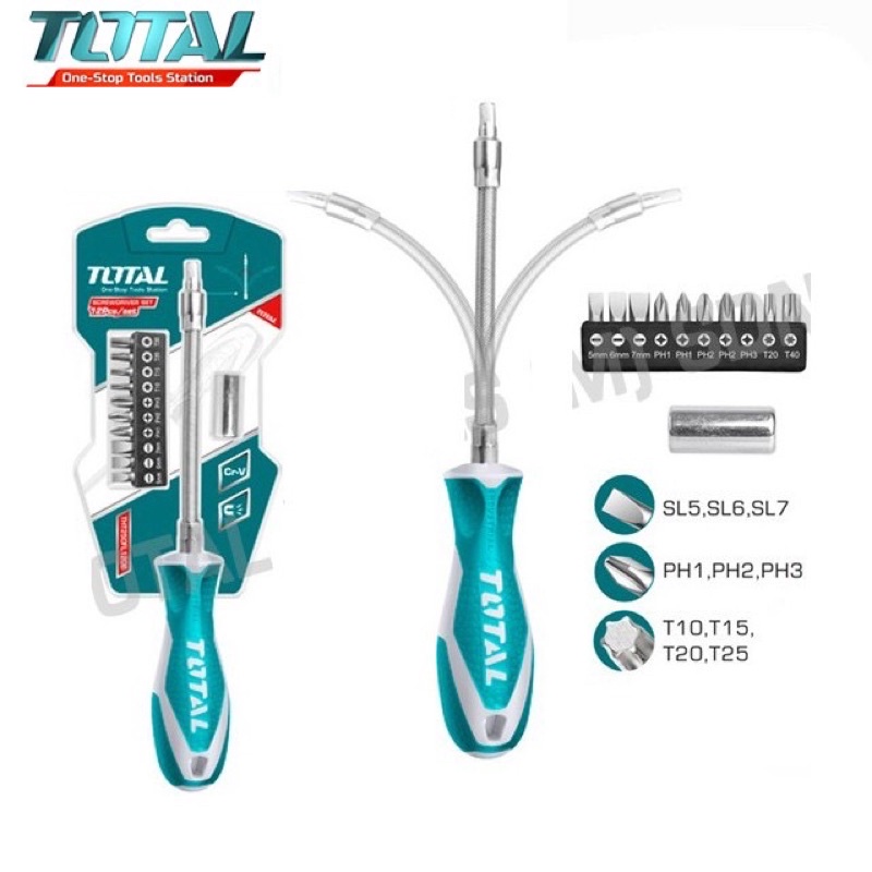 ĐỒ NGHỀ TOTAL Bộ 12 tua vít thay đổi trục linh hoạt THT250FL1206 < HÀNG CHÍNH HÃNG >