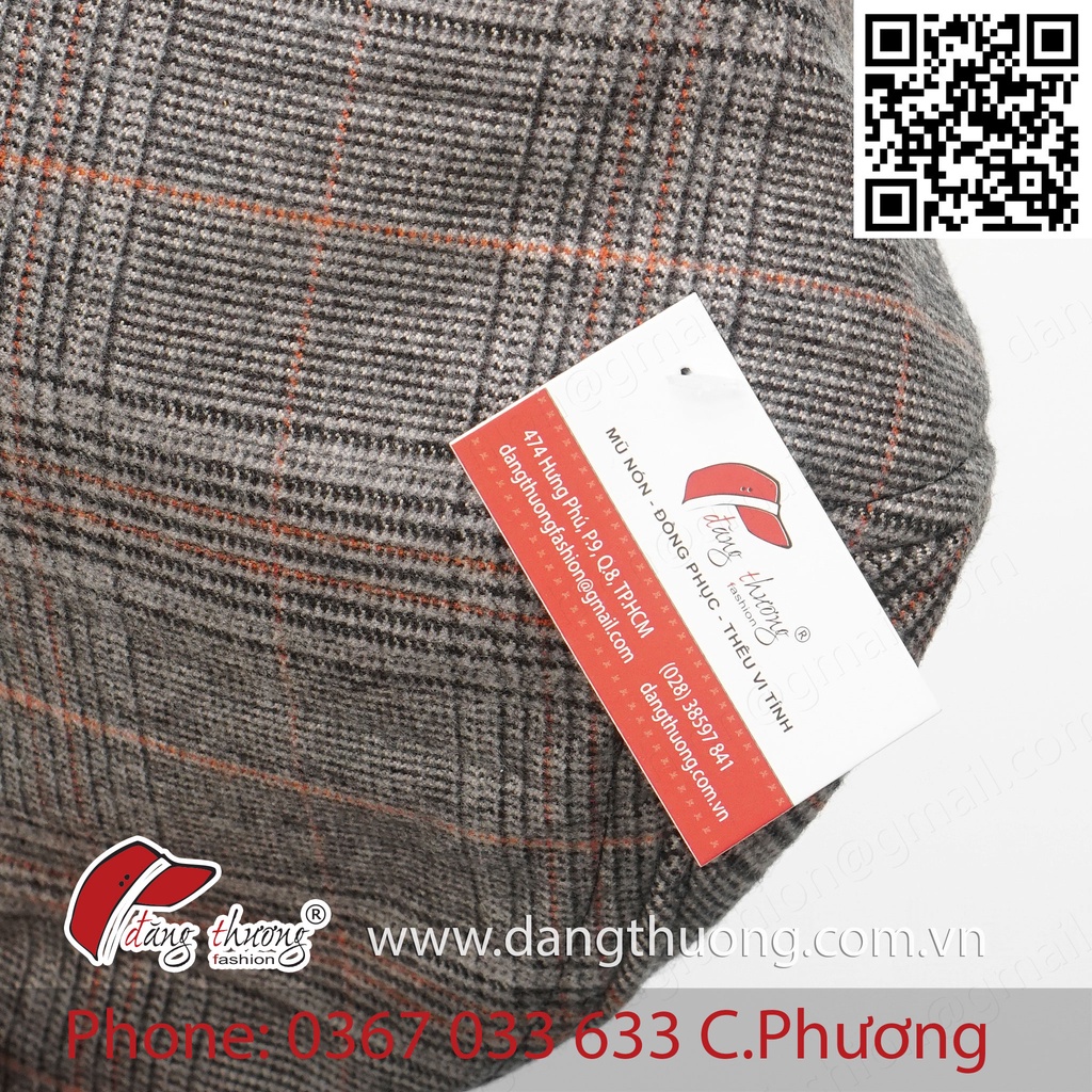 Mũ nồi nam DẠ DÀY DẶN caro bere beret nỉ dạ cho người trung niên, cao tuổi phong cách cổ điển
