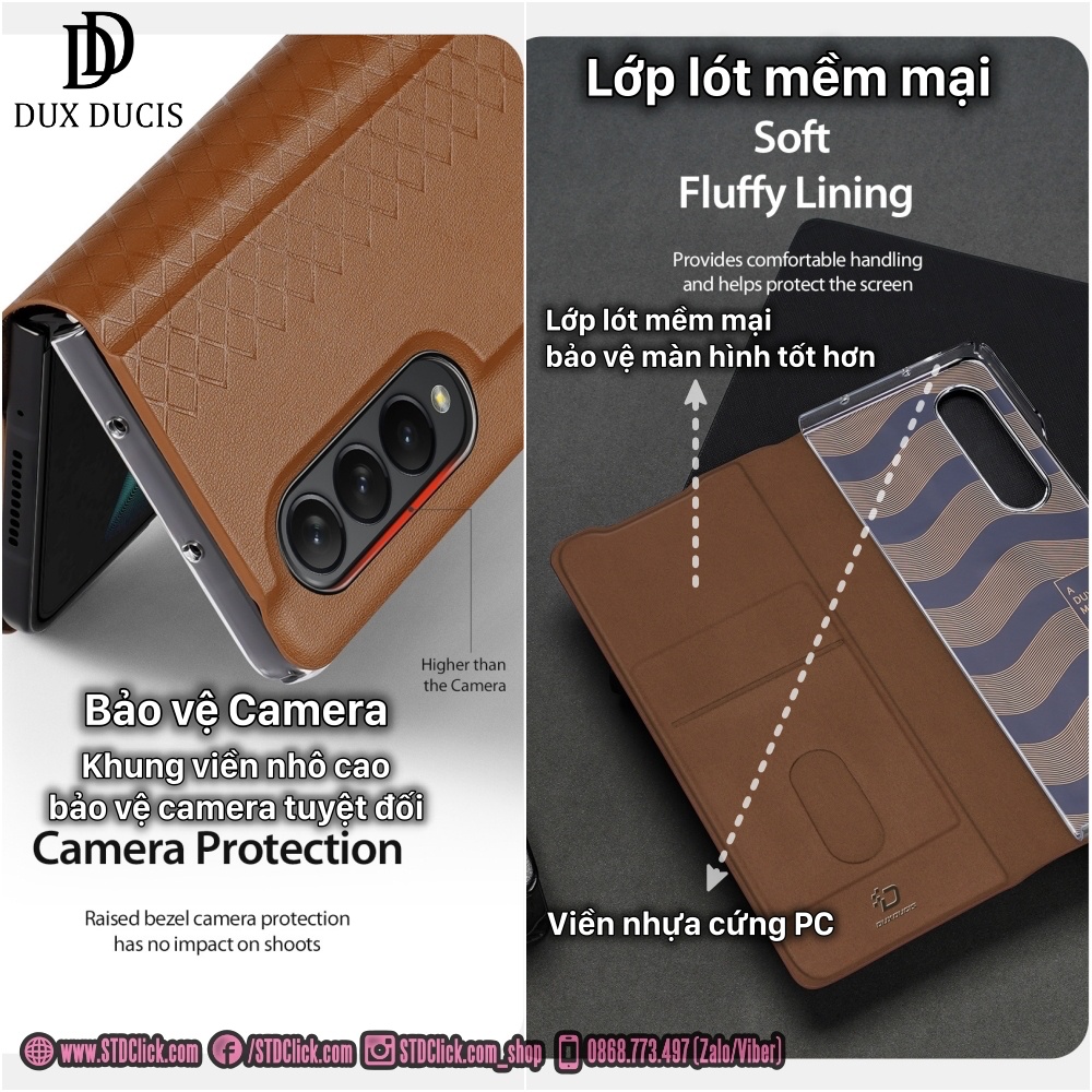 ỐP LƯNG DA SAMSUNG GALAXY Z FOLD 4 5G DUX DUCIS BRIL CHÍNH HÃNG